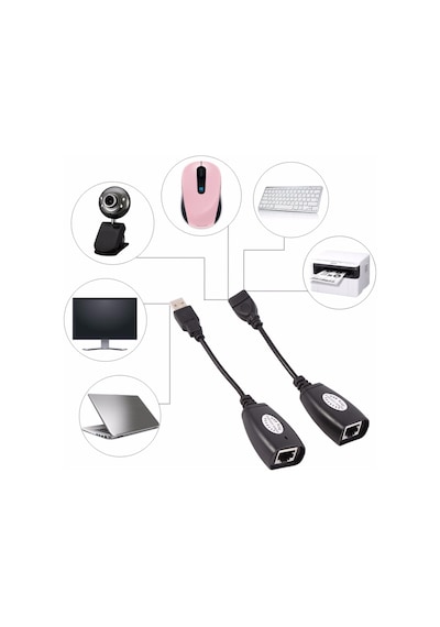 5058 Rj45 Usb Ek Uzatıcı Cat5e 6 Kablosu Ekleme Extender