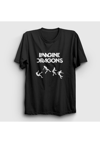 Presmono Unisex World Imagine Dragons T-shirt Siyah