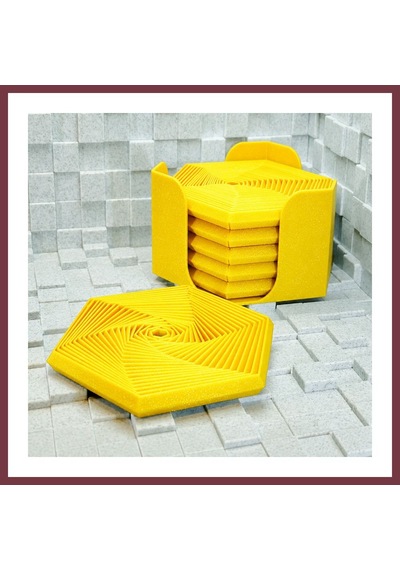 Storeşahin 3d Baskı Super Fidget Coaster Seti - Altıgen Desenli Bardak Altlığı Ve Tutucu-sarı Shn0720