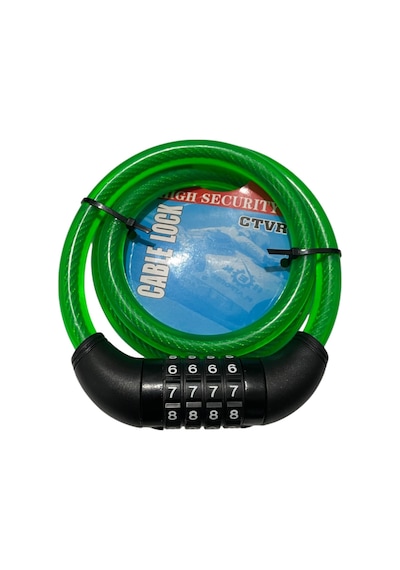 Bisiklet Şifreli Kilit 12 Mm 100 Cm Yeşil Ayarlanabilir Şifre