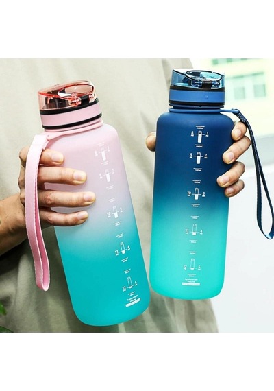 Uzspace Motivasyon Matarası 1500 Ml Mega Büyük Boy Çift Renk 8 Farklı Renk Genel