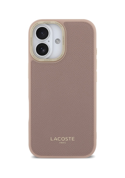 Apple Uyumlu iPhone 17 Kılıf Lacoste Lisanslı M-safeli Champs Elysees Pu Deri Tasarımlı Kapak Pembe Pembe