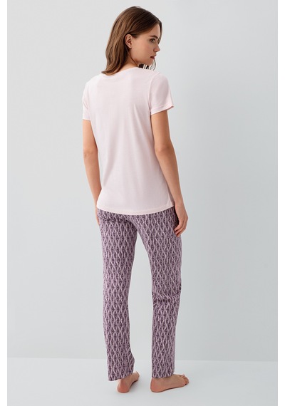 Pierre Cardin 9182 Modal Pamuk Cepli Kısa Kol Kadın Pijama Takımı Pudra