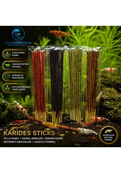 Aqua Expert Karides Sticks Karides Yemi 10 Lu Paket Doğal Besleyici Çubuk Yem Özel Formül