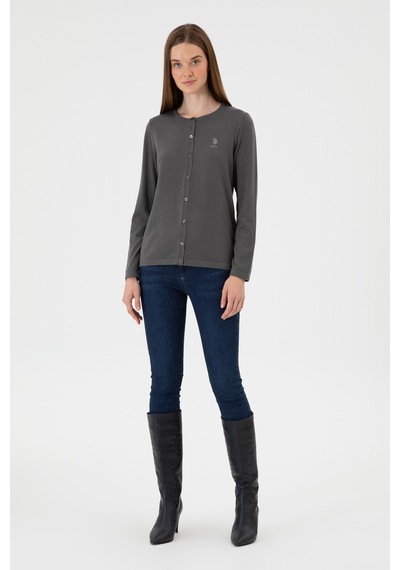 U.s. Polo Assn. Kadın Gri Hırka Triko 50313624-vr024 Gri