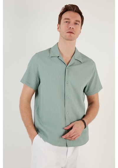 Buratti Apaş Yaka Kısa Kollu Regular Fit Erkek Gömlek Cf24S117842 Mint