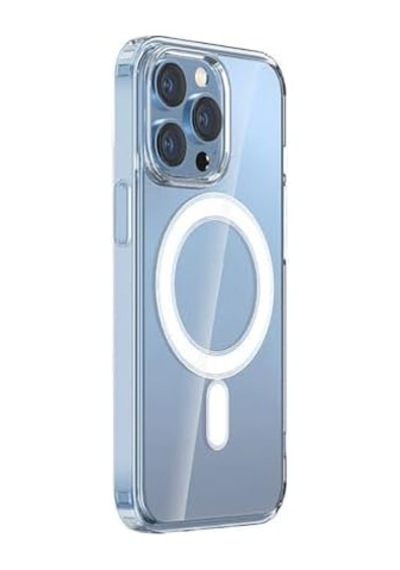 Apple İçin Uyumlu İphone 15 Pro Max Kılıf M-safe Şarj Özellikli Şeffaf Sert Pc Zore Embos Kapak Renksiz 50 x 22