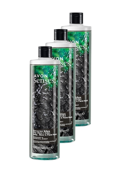 Avon Senses Natures Edge Erkekler İçin Saç Vücut Ve Yüz Yıkama 3 x 500 ML