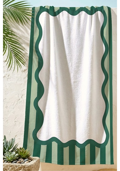 Çizgili Çerçeve Detaylı Modern Plaj Havlusu - Yeşil Beyaz Minimalist Hızlı Kuruyan Mikrofiber Havlu Sessiz Dalgası Çizgili Çerçeve Detaylı Modern Plaj Havlusu - Yeşil Beyaz Minimalist Hızlı Kuruyan Mikrofiber Havlu Sessiz Dalgası