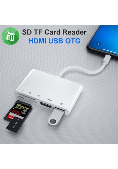 Ally 5In1 Lightning Hdmı Dijital Av Adaptör Otg Usb Hub Kamera