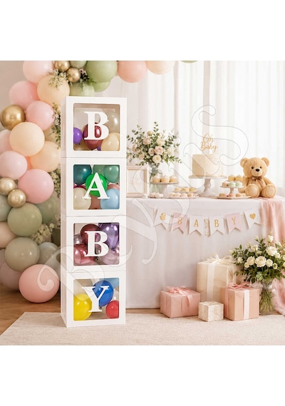 Cinsiyet Parti Eğlence İthal Baby Kutu 30x30 Cm Beyaz