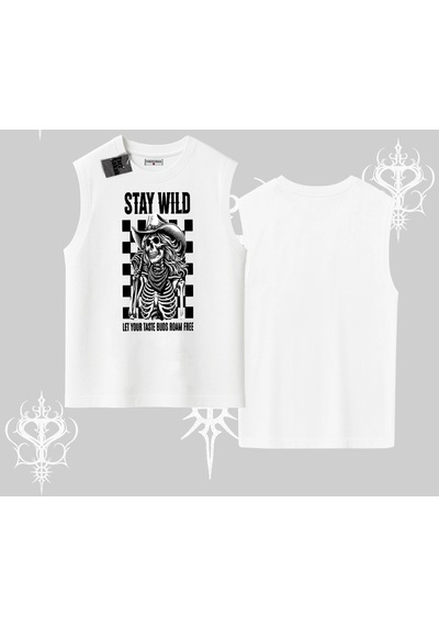 Tarzsokak Kolsuz Tshirt Stay Wild Rock Spirit Urban Riot Beyaz