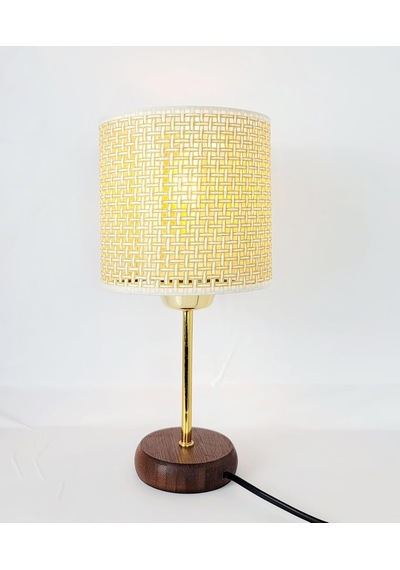 Bambu Taban Modern Gold Metal Ayaklı Hazeran Ve Hasır Kumaş Silindir Şapka Mini Abajur Masa Lambası Krem Rattan Diğer
