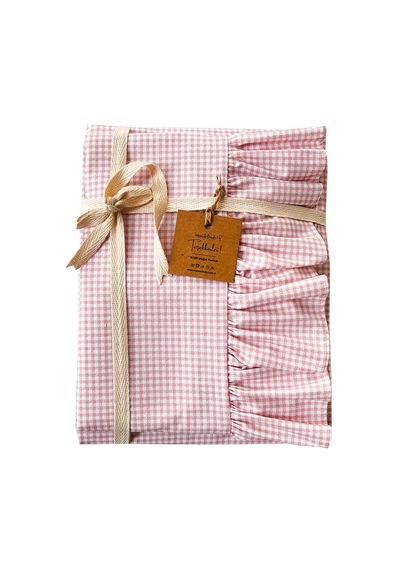 Country Ruffled Tek Kişilik Çarşaf Seti Pembe Pötikareli