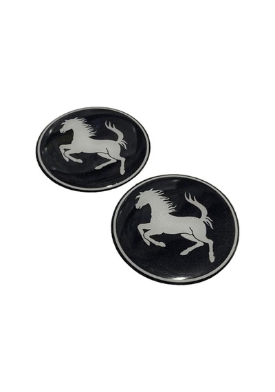 Ferrari Logo Damla Etiket Siyah Sticker 5x5cm 2 Adet