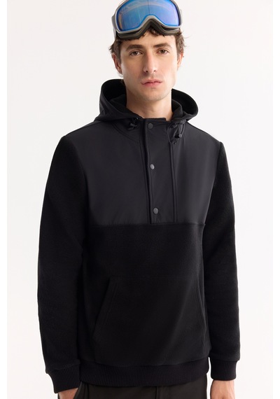 Avva Erkek Siyah Kapüşonlu Soft Touch Polar Regular Fit Sweatshirt A52y1268