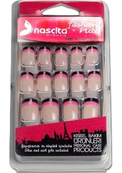 Nascita 24'lü Şefaf -Simli Pembe-Siyah Tırnak -092