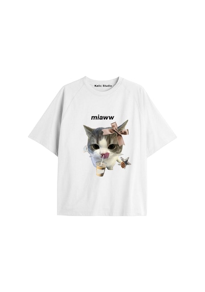 Kalic Studio Y2k Vintage Cats Baskılı Beyaz T-shirt Kod 13 Beyaz-13
