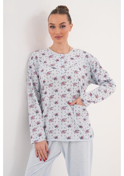 Mecit Pijama Mecit 6314 Mavi Kadın Büyük Beden Pijama Takımı Mavi