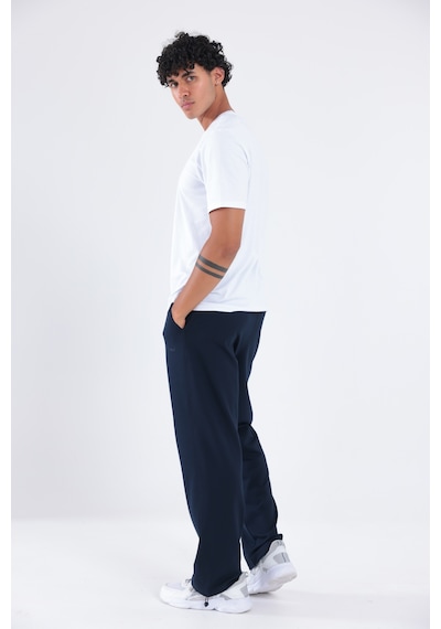 Rowinger 2 İplik Nakış Logo Fermuarlı Cepli Buggy Fit Erkek Eşofman Altı Navyblue