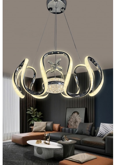 Eliza Tek Top Led Avize - - Kumandasız / Krom Krom