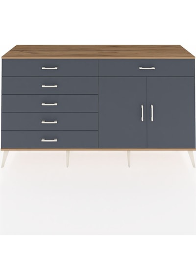 Hyperion Konsol Tek Raflı 6 Çekmeceli 2 Kapaklı 176x44x99 Çam-ant Çam-antrasit