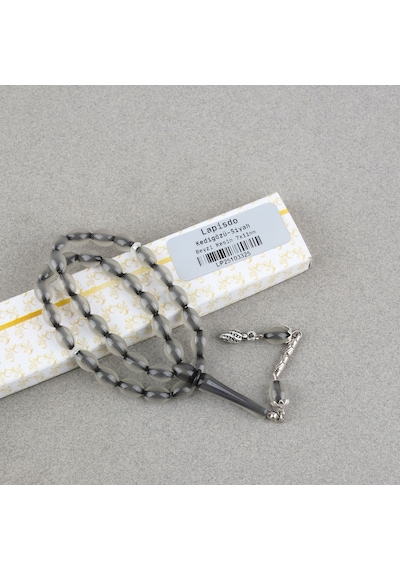 Kedigözü Alpaka Püsküllü Beyzi Kesim 7x11mm Tesbih- Siyah