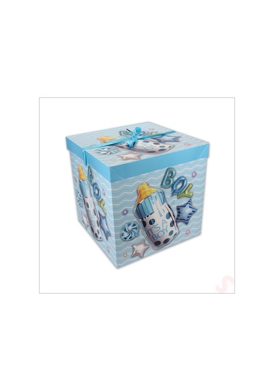 Kapaklı, Katlanır Demonte Karton Kutu, 30cm - Biberon & Mavi