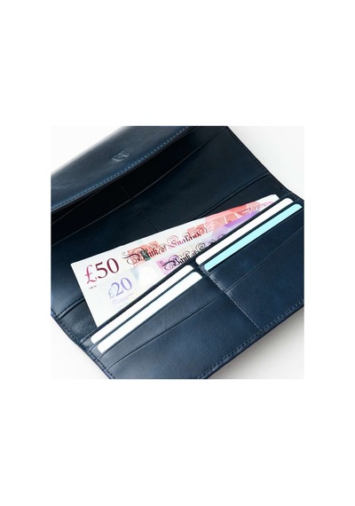 Helmbrook London Ashley Kadın Lacivert Deri Fermuarlı Rfid Korumalı Cüzdan Lacivert