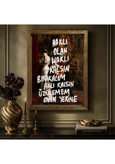 Bk Gift Vintage Klasik Sanat Esprili Sözlü Masif Ahşap Çerçeveli Dekoratif Tablo - 12