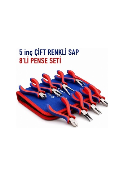 Takı Yapım Pense Seti 8 Adet Çift Renkli Saplı 12.7 Cm Diğer