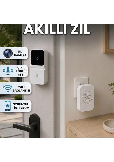 Hd Görüntülü Akıllı Wi-fi Kapı Zili Beyaz Çift Yönlü Sesli Kamera Sistemi