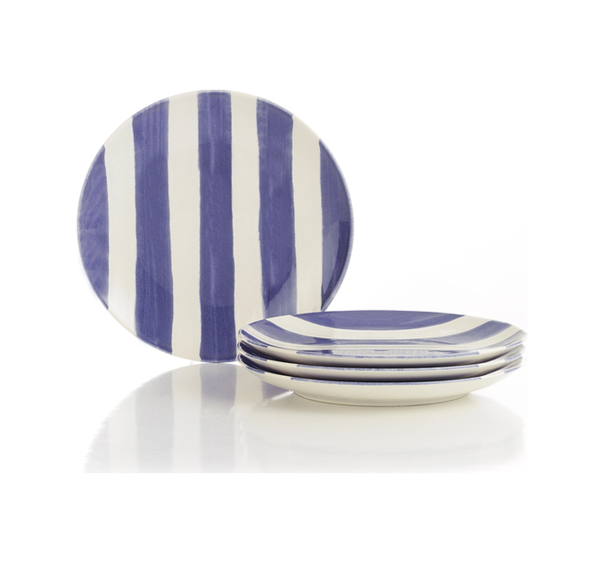 Kütahya Porselen Ocean Line 4 Parça 25 Cm Servis Tabağı Mavi Beyaz Ve Altın