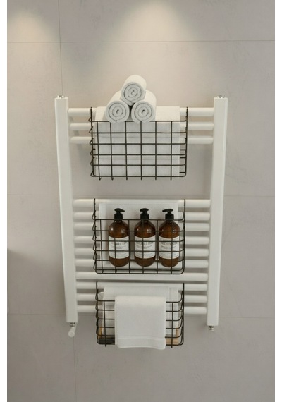 Petek Üstü Çok Amaçlı Banyo Rafı Metal Havluluk & Düzenleyici Sepet 1 Adet Siyah Krom