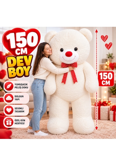150 Cm Dev Peluş Ayıcık Büyük Boy Sarılmalık Teddy Bear Yumuşak Sevimli Ayı Özel Gün Hediyesi Çok Renkli