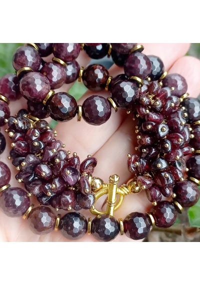 2603 Garnet Hematit El Yapımı Kolye Bordo