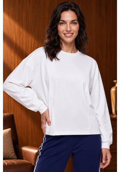 Pjs Gd Goldoremi Kadın Premium Regular Fit Uzun Kollu Sweat Eşofman Takım Ekru