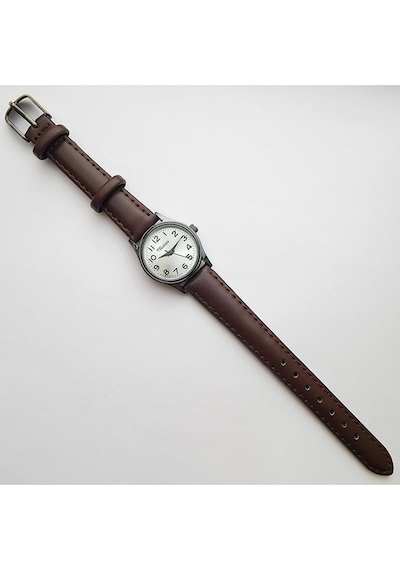 Retro Kadın Kol Saati, Vintage Tasarım, Klasik Tasarım, Siyah Kasa, Minimal Tasarım, Kayışlı Koyu Kahverengi Altın