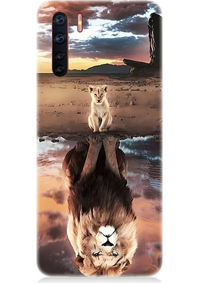 Oppo Reno 3 Uyumlu Silikon Kılıf Yavru Aslan Ve Yansıması
