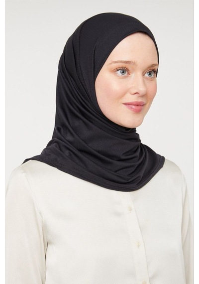Melodi Scarf Kadın Tesettür Pratik Hijab Şal Siyah Siyah