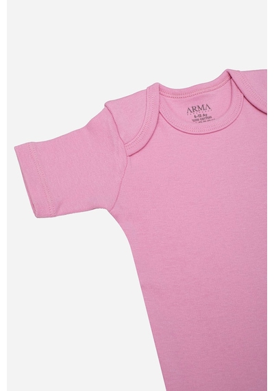 Arma Yıldız %100 Organik Pamuklu Pembe Kısa Kollu Bebek Body 5'li Paket Pembe
