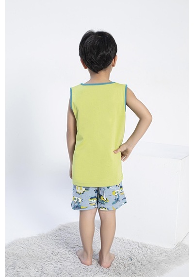 Confeo Erkek Çocuk Kalın Askı Şortlu Yeşil Pijama Takım C5t5n0o-047 Yeşil