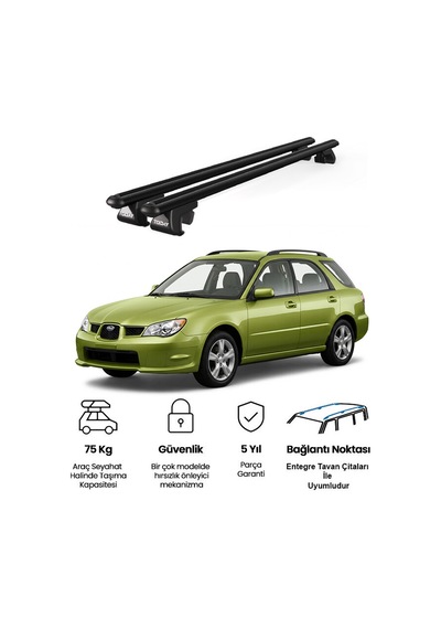 Venüs Subaru İmpreza 2005-2010 Uyumlu Siyah Ara Atkı Port Bagaj Tavan Barı