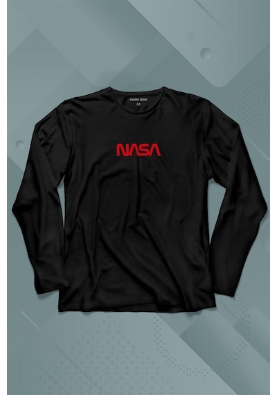 Nasa Wom Göğüs Logo Ulusal Havacılık Ve Uzay Abd Uzun Kollu Tişört Baskılı T-shirt 001