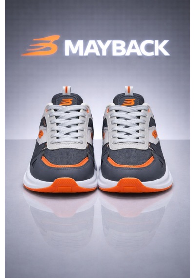 Mayback Erkek Günlük Ortopedik Sneaker Spor Ayakkabı Gri - Turuncu