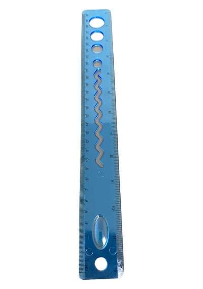 Maped 30cm Mavi Şeffaf Plastik Cetvel Zigzag Ve Şablon Kesimli Okul Cetveli 0