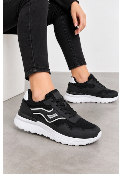 Ht Hotin Glyph Kadın Günlük Sneaker Spor Ayakkabı Siyah-beyaz