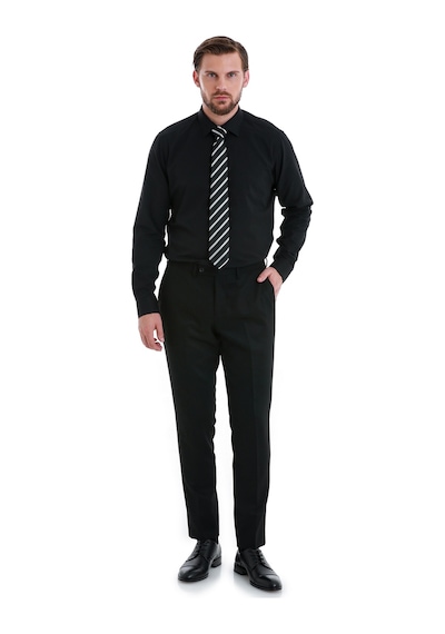 Hatemoğlu Siyah Slim Fit Desenli Slim Yaka Pamuklu Uzun Kollu Gömlek 24d190000020 991 Siyah