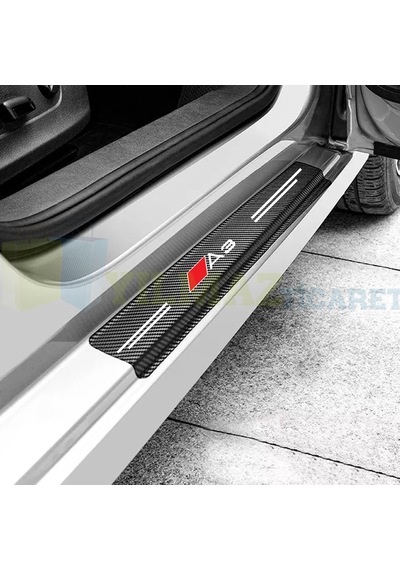 Audi A3 Logo Karbon Kapı Eşiği Oto Sticker Araba Etiket 4 Parça