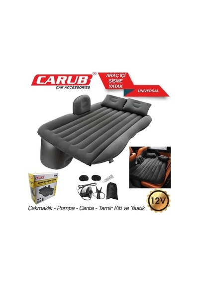 Carub Araç İçi 12v Şişme Yatak Pompa + Yastık Seti Belirtilmemiş